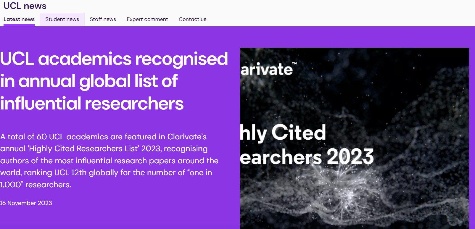 Highly Cited Researcher - UCL News